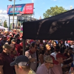Thick lines at the Larceny tent!