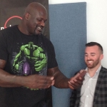 Shaquille O'Neal and Austin Dillon Check out the new iPhone.