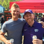 A Kansas State fan stops by the tailgate for a cold Modelo!